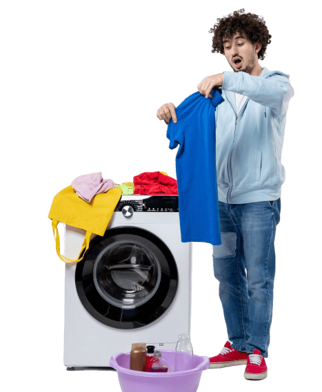man washing clothes